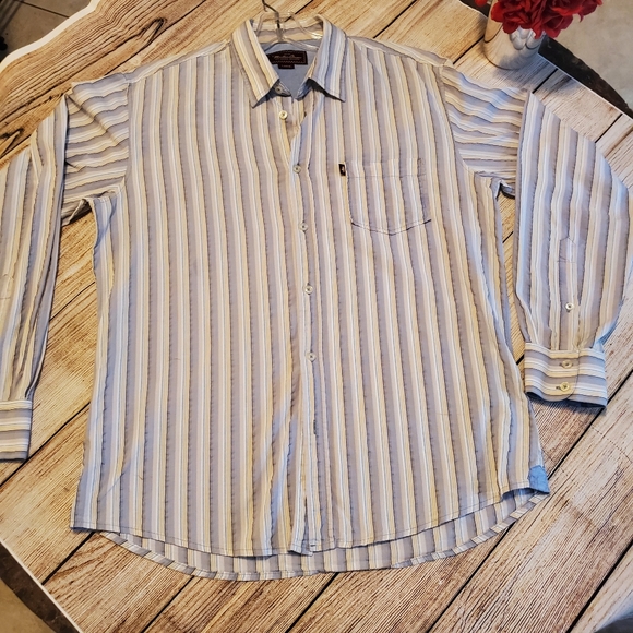 VTG Marlboro classics Blue White Yellow Button Down Shirt L - Picture 4 of 12